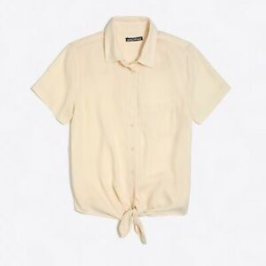 J CREW MERCANTILE S button down tie waist top pink